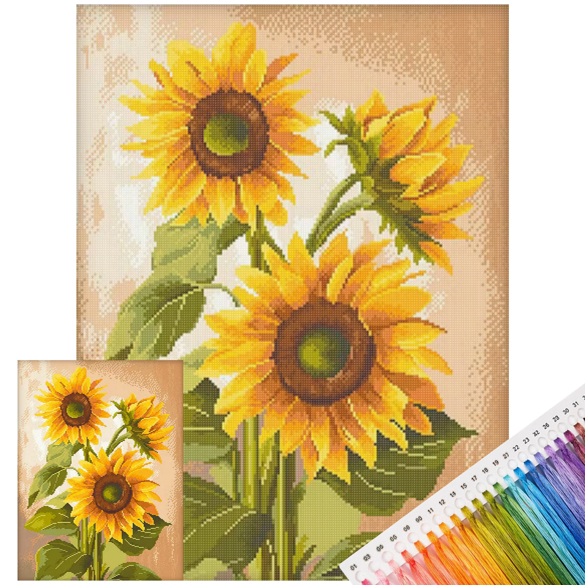 Sunflower - Full 14CT Stamped Cross Stitch 36x46CM - Cherish