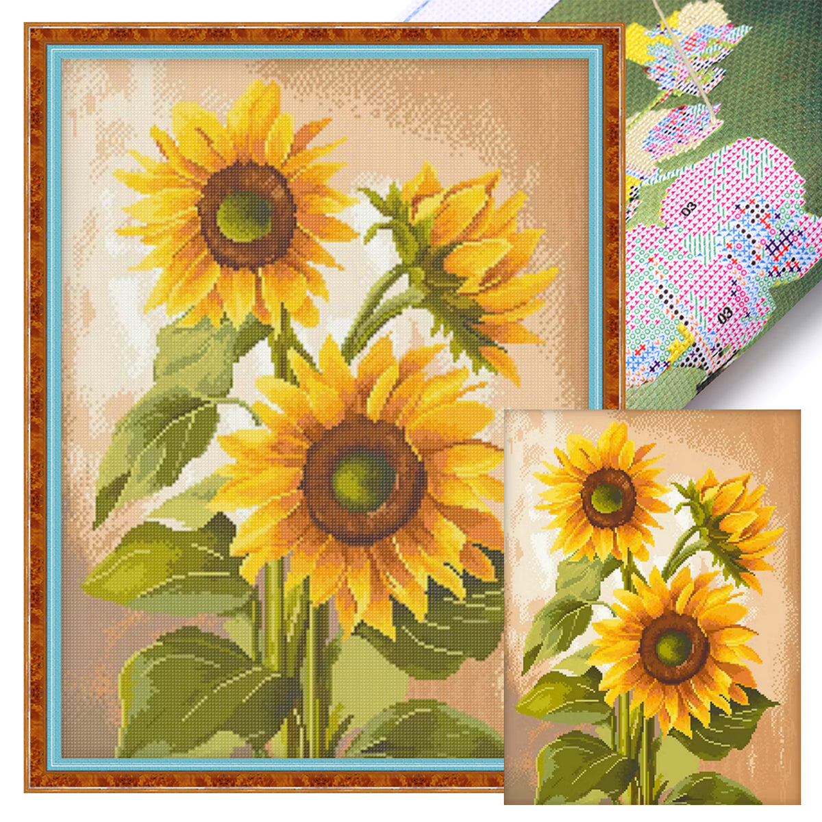 Sunflower - Full 14CT Stamped Cross Stitch 36x46CM - Cherish