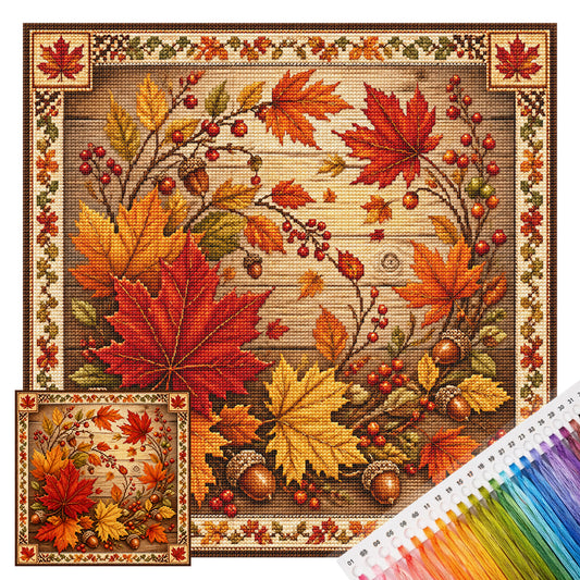 Herbstahorn - Vollständiges 11CT Stempel-Kreuzstich-Set 45x45CM - Huacan