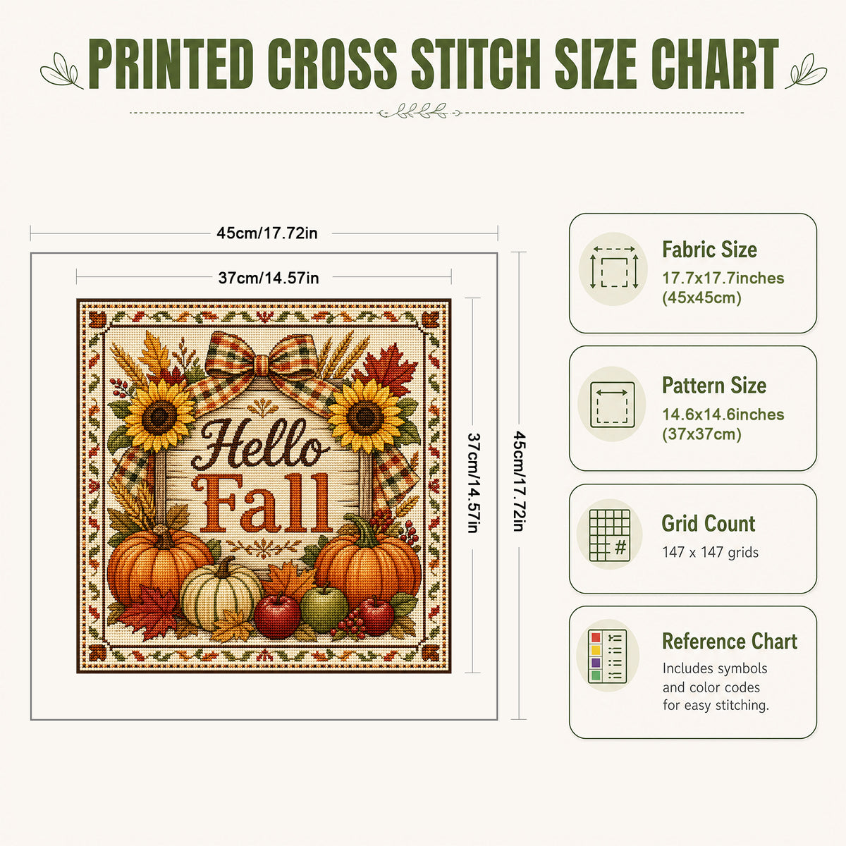 Fall Greeting - Full 11CT Stamped Cross Stitch 45x45CM - Huacan