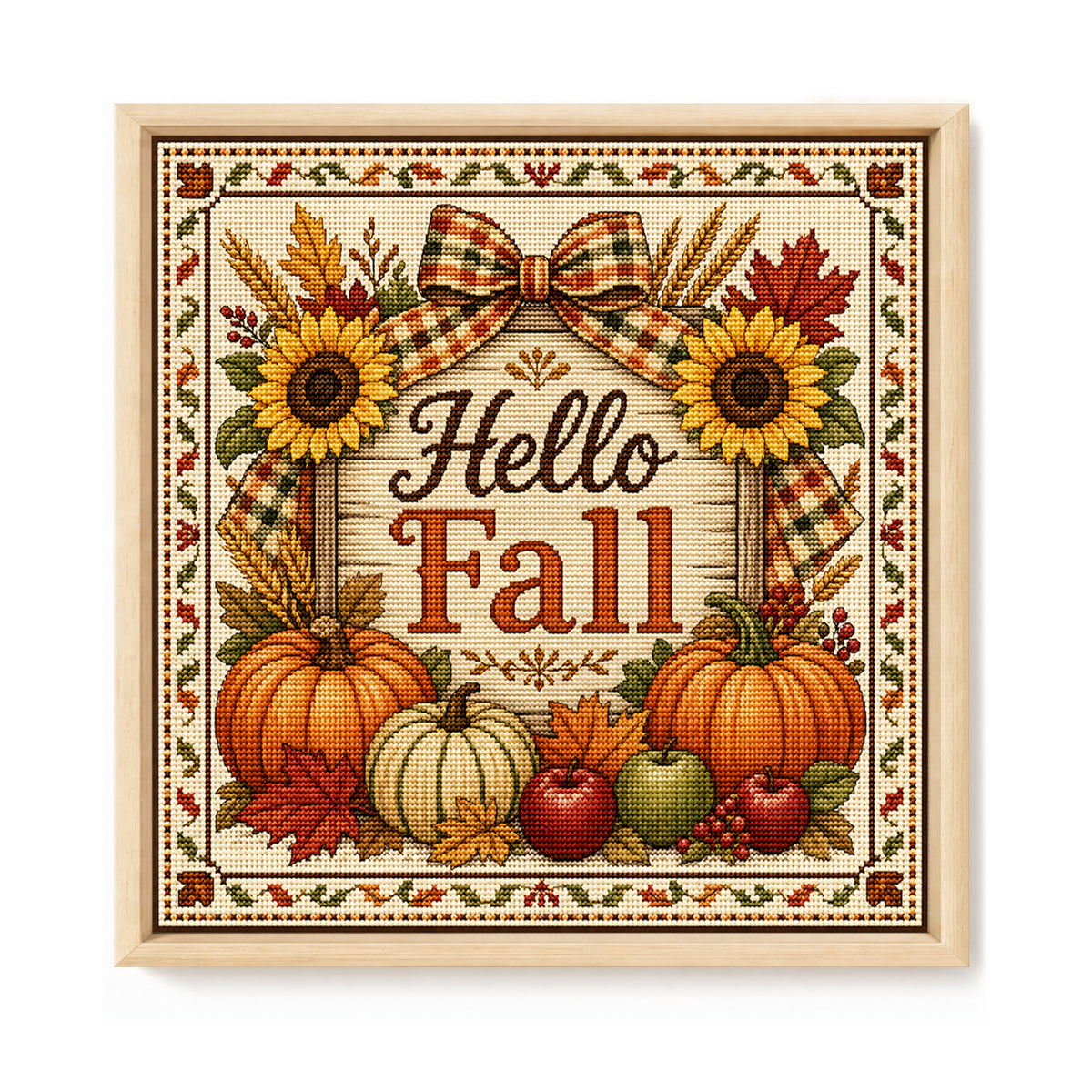 Fall Greeting - Full 11CT Stamped Cross Stitch 45x45CM - Huacan