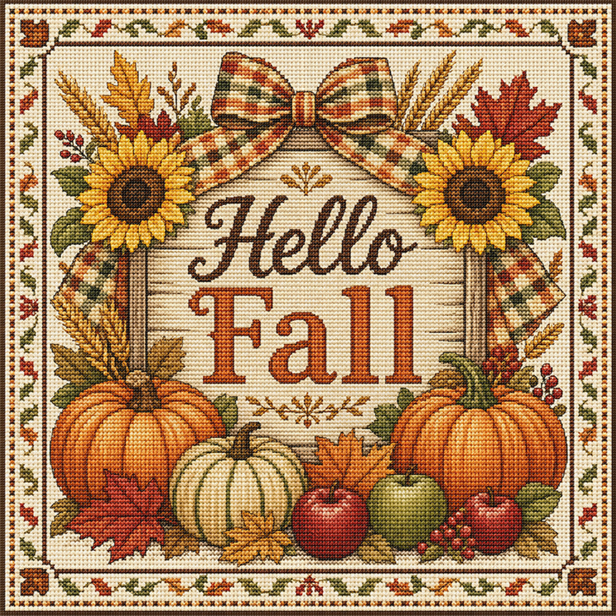Fall Greeting - Full 11CT Stamped Cross Stitch 45x45CM - Huacan