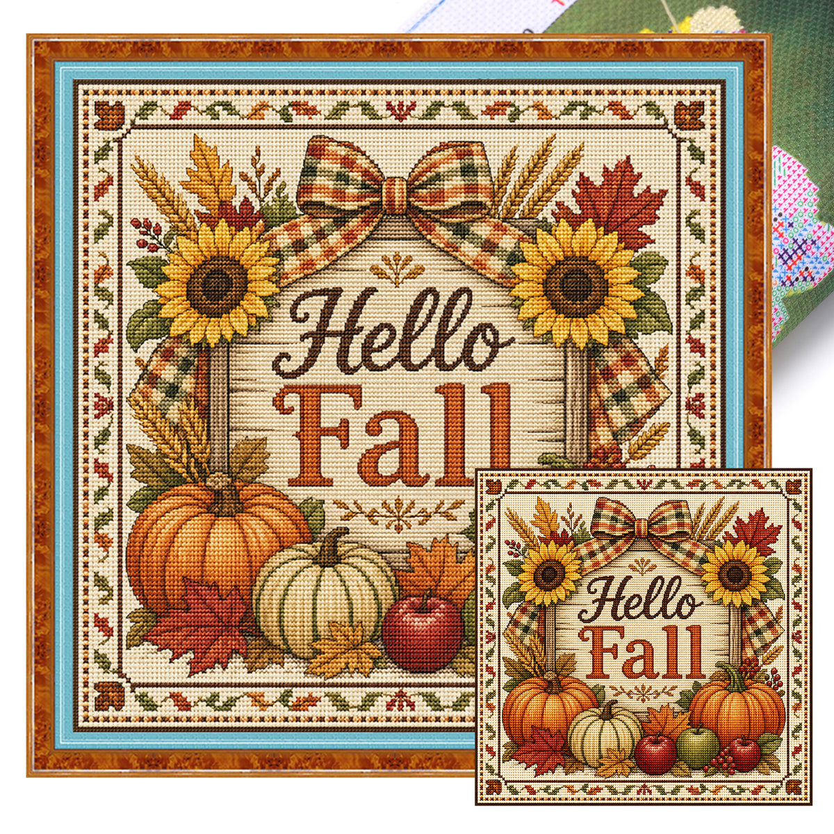 Fall Greeting - Full 11CT Stamped Cross Stitch 45x45CM - Huacan