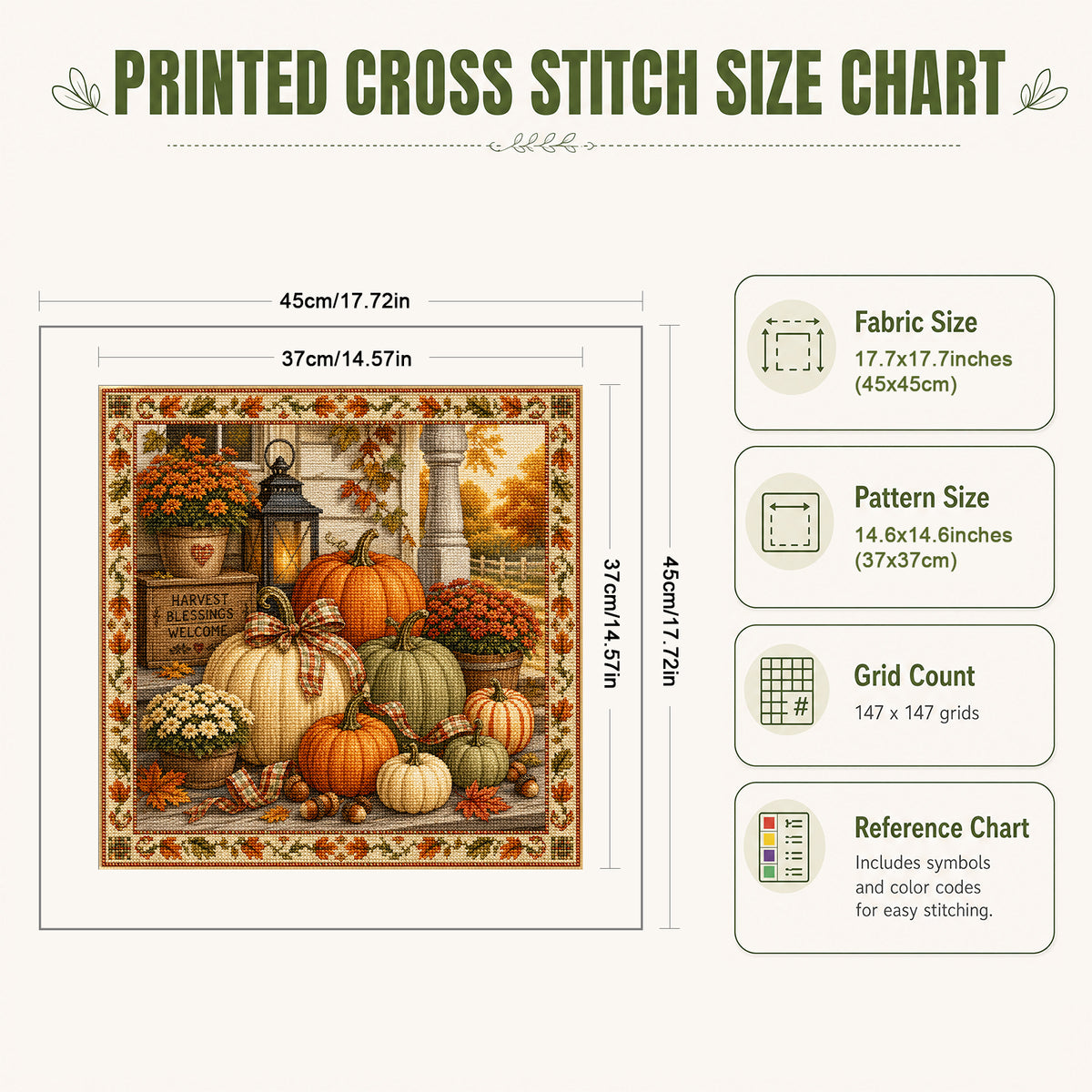 Harvest Porch - Full 11CT Stamped Cross Stitch 45x45CM - Huacan
