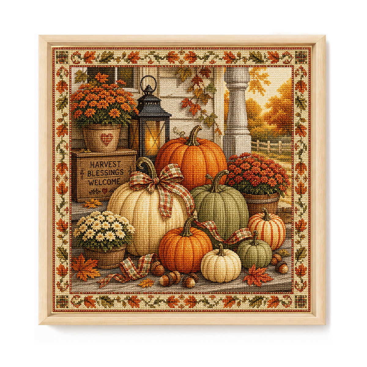Harvest Porch - Full 11CT Stamped Cross Stitch 45x45CM - Huacan