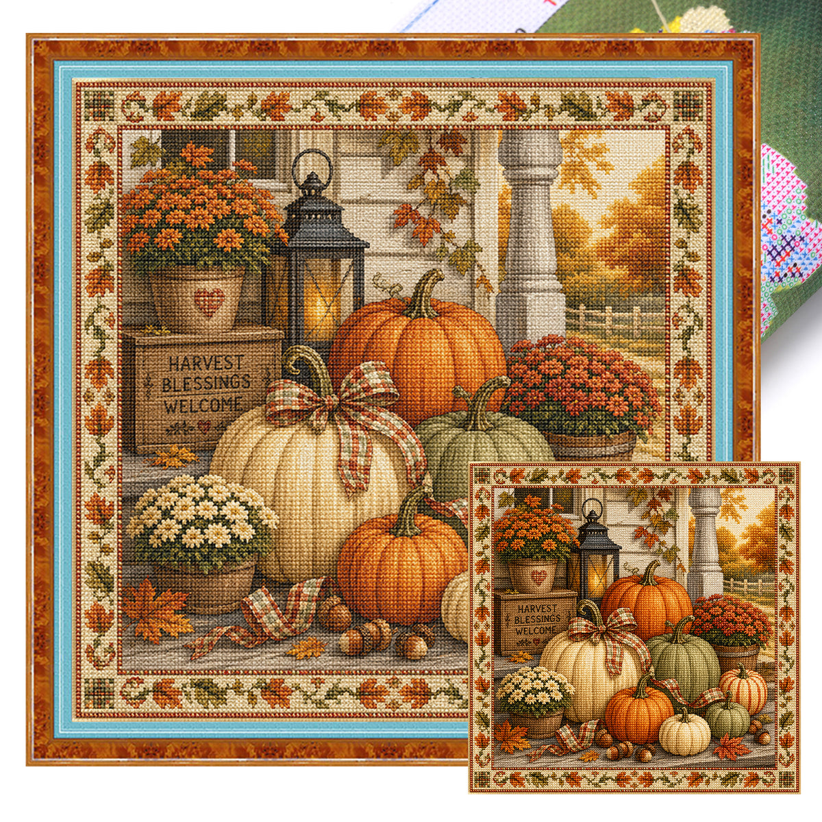 Harvest Porch - Full 11CT Stamped Cross Stitch 45x45CM - Huacan