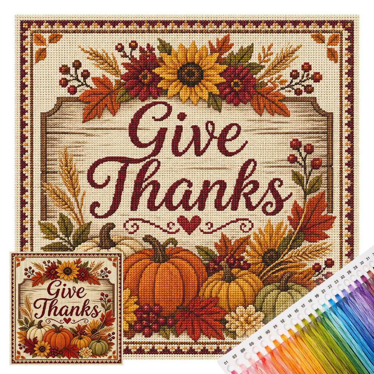 Thanks Harvest - Full 11CT Stamped Cross Stitch 45x45CM - Huacan