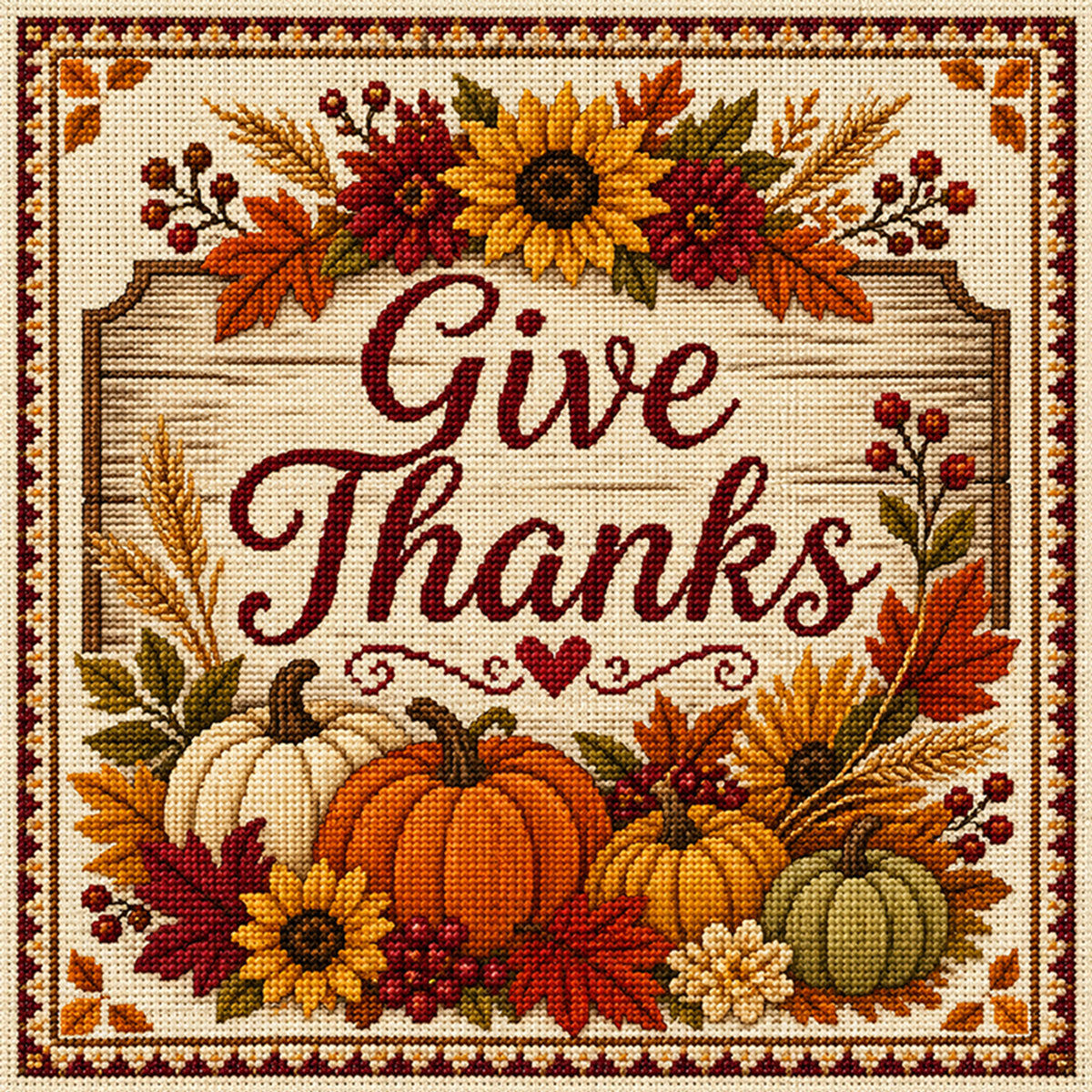 Thanks Harvest - Full 11CT Stamped Cross Stitch 45x45CM - Huacan