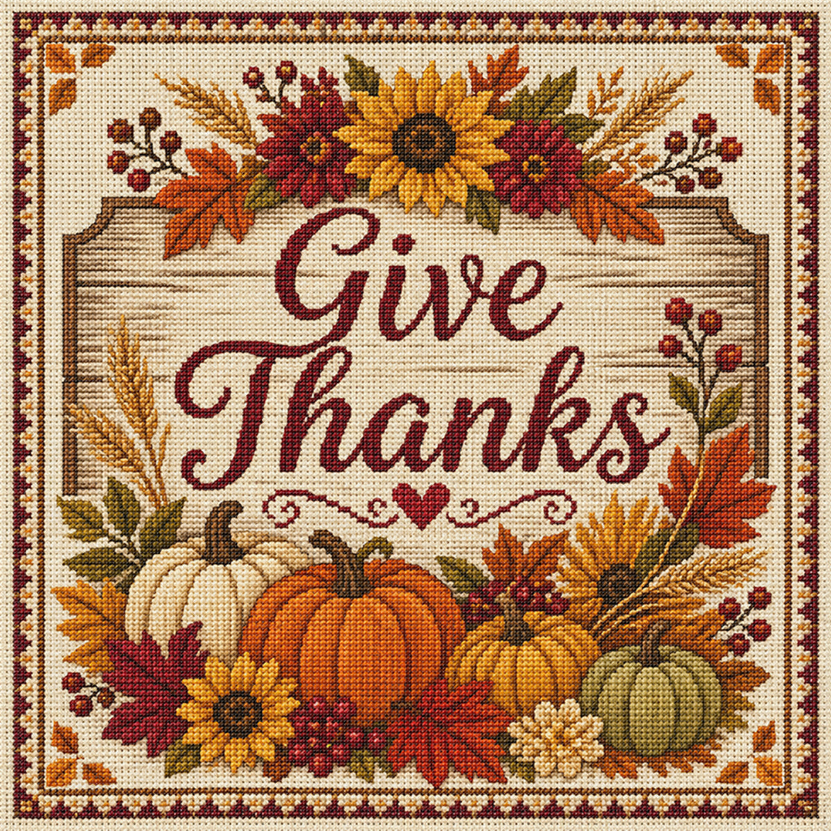 Thanks Harvest - Full 11CT Stamped Cross Stitch 45x45CM - Huacan