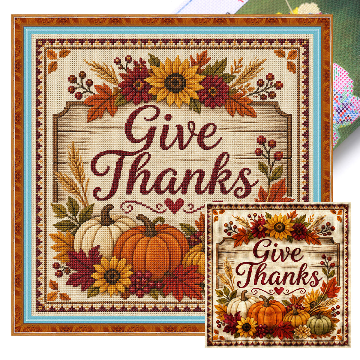 Thanks Harvest - Full 11CT Stamped Cross Stitch 45x45CM - Huacan