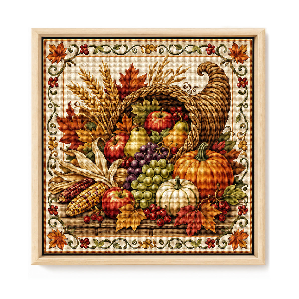 Cornucopia Fruit - Full 11CT Stamped Cross Stitch 45x45CM - Huacan