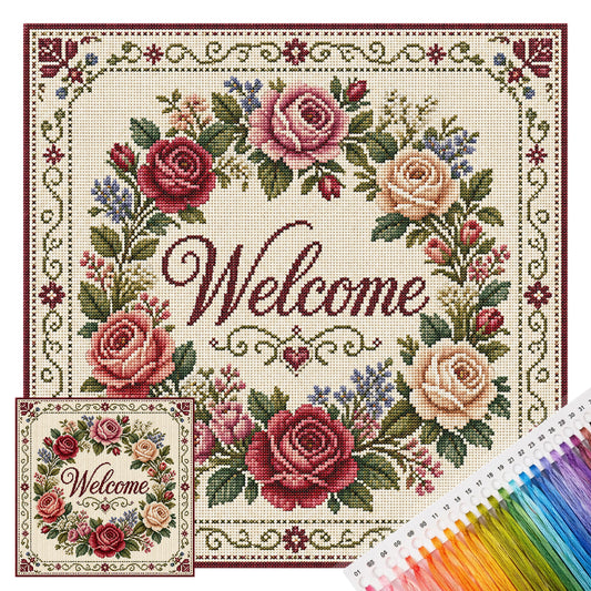 Rosenkranz – Vollständiges 11CT Stempel-Kreuzstich-Set 45x45CM – Huacan