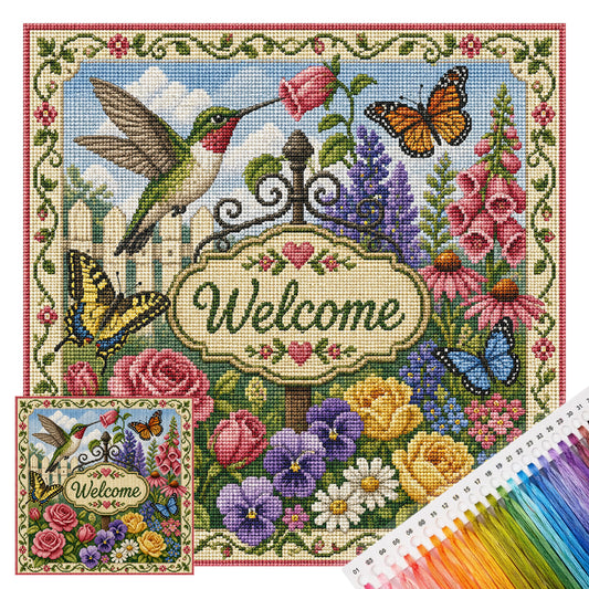 Blossoms, Bees, And Butterflies - Full 11CT Stamped Cross Stitch 45x45CM - Huacan