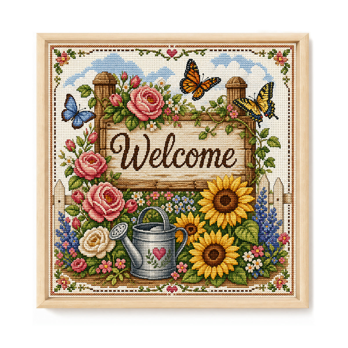 Garden Flowerbed - Full 11CT Stamped Cross Stitch 45x45CM - Huacan