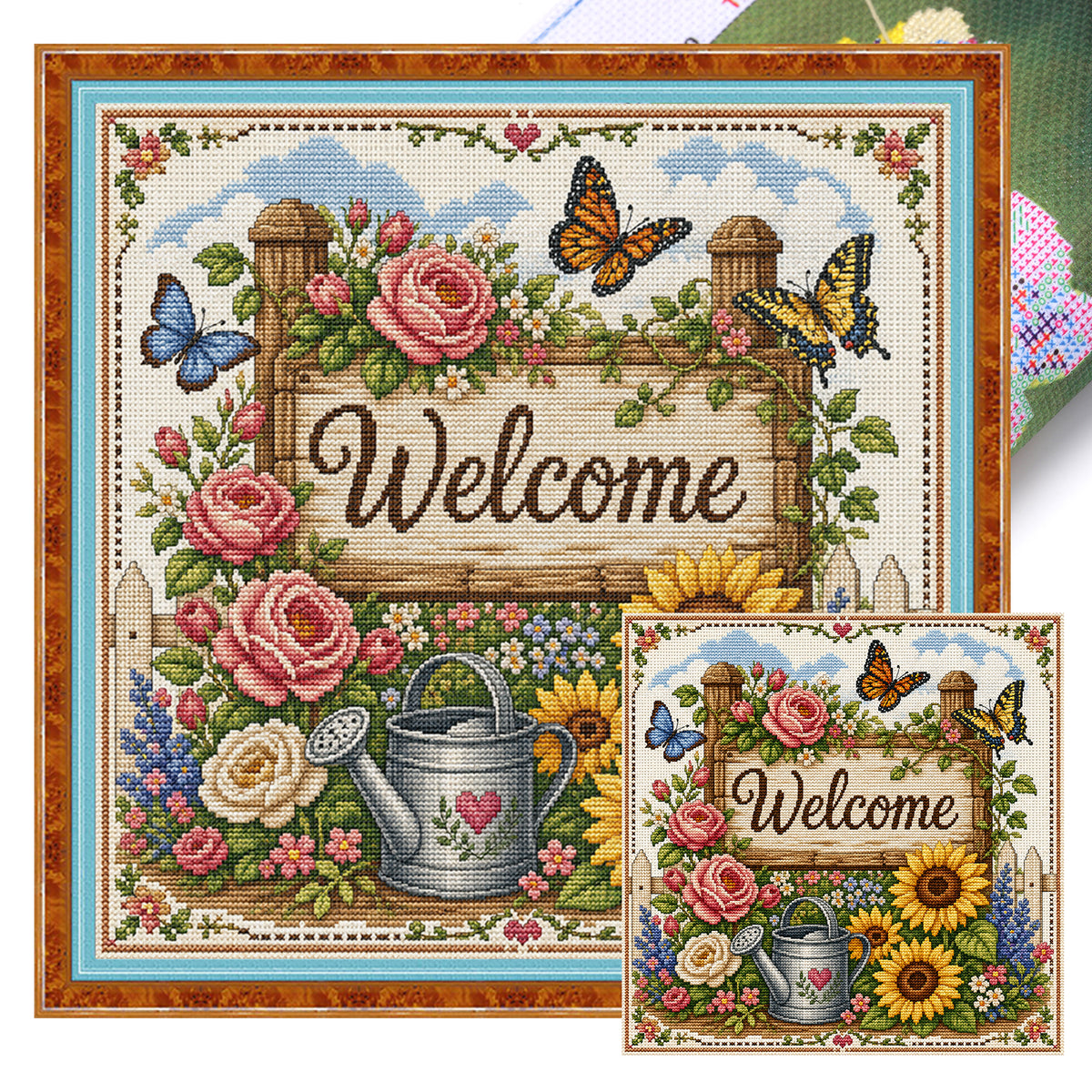 Garden Flowerbed - Full 11CT Stamped Cross Stitch 45x45CM - Huacan