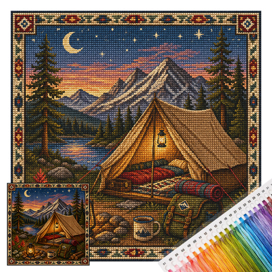 Nachtlager – Vollständiges 11CT Stempel-Kreuzstich-Set 45x45CM – Huacan