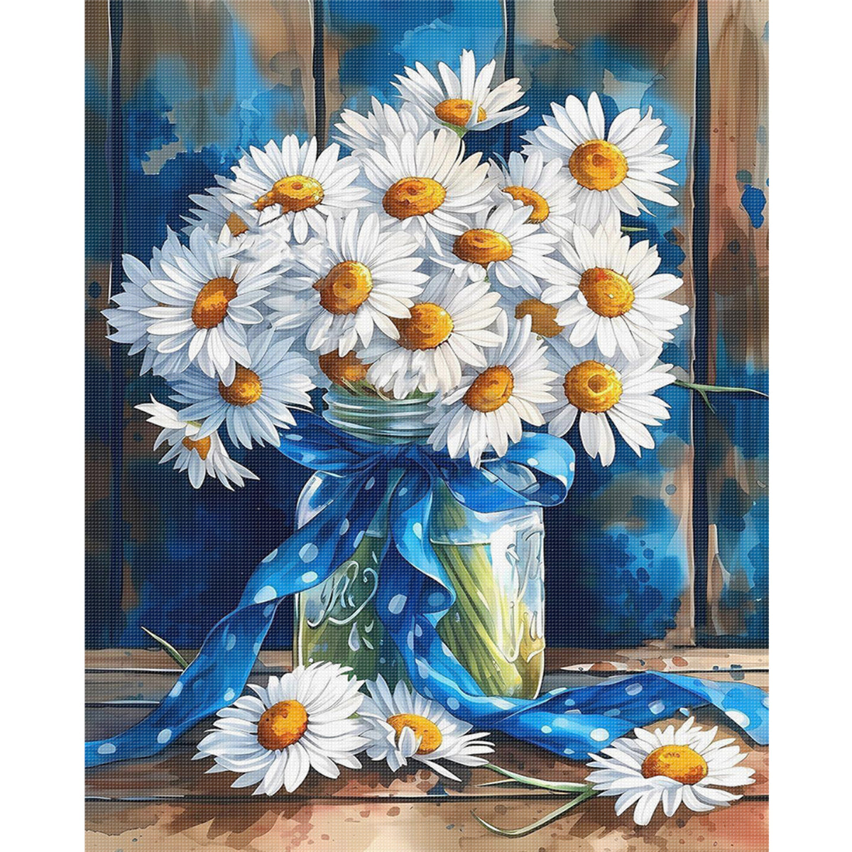 Band-Gänseblümchen – Vollständiges 11CT Stempel-Kreuzstich-Set 40x50CM – Huacan