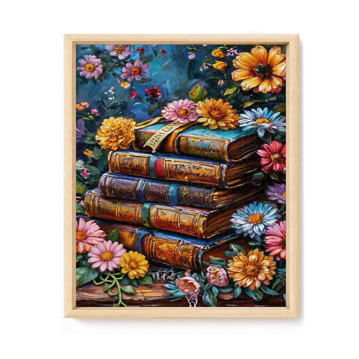Book Blooms – Vollständiges 11CT Stempel-Kreuzstich-Set 40x50CM – Huacan