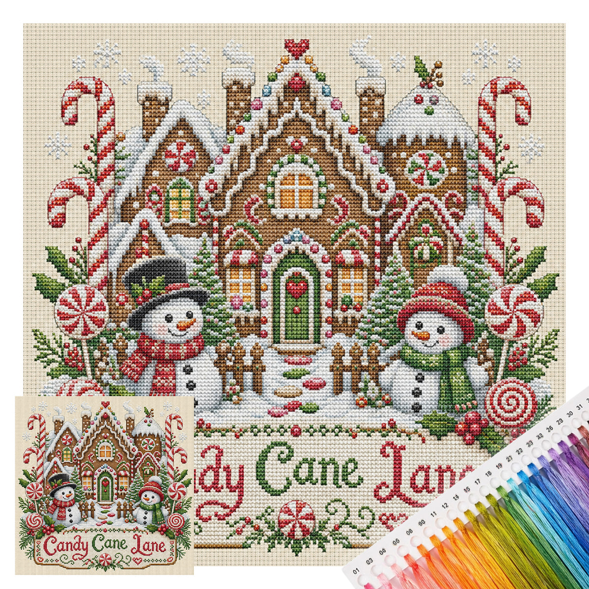 Ginger Home – Vollständiges 11CT Stempel-Kreuzstich-Set 45x45CM – Huacan