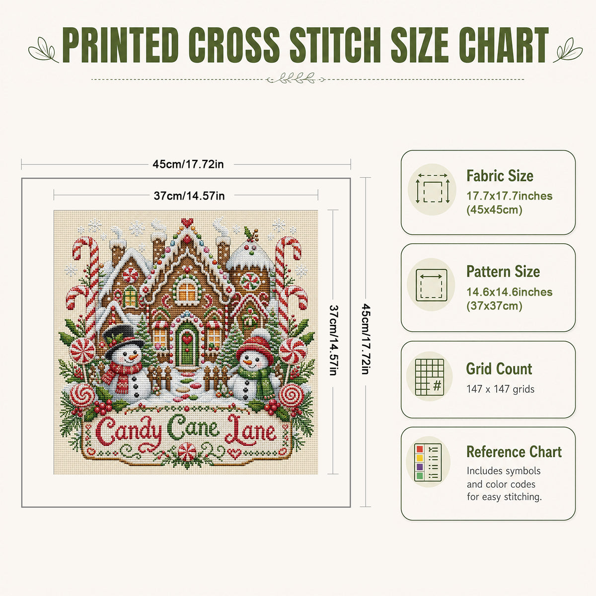 Ginger Home – Vollständiges 11CT Stempel-Kreuzstich-Set 45x45CM – Huacan