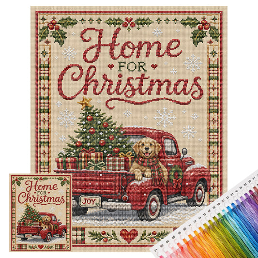 Weihnachts-LKW – Vollständiges 11CT-Stempel-Kreuzstichset 40x50 cm – Huacan
