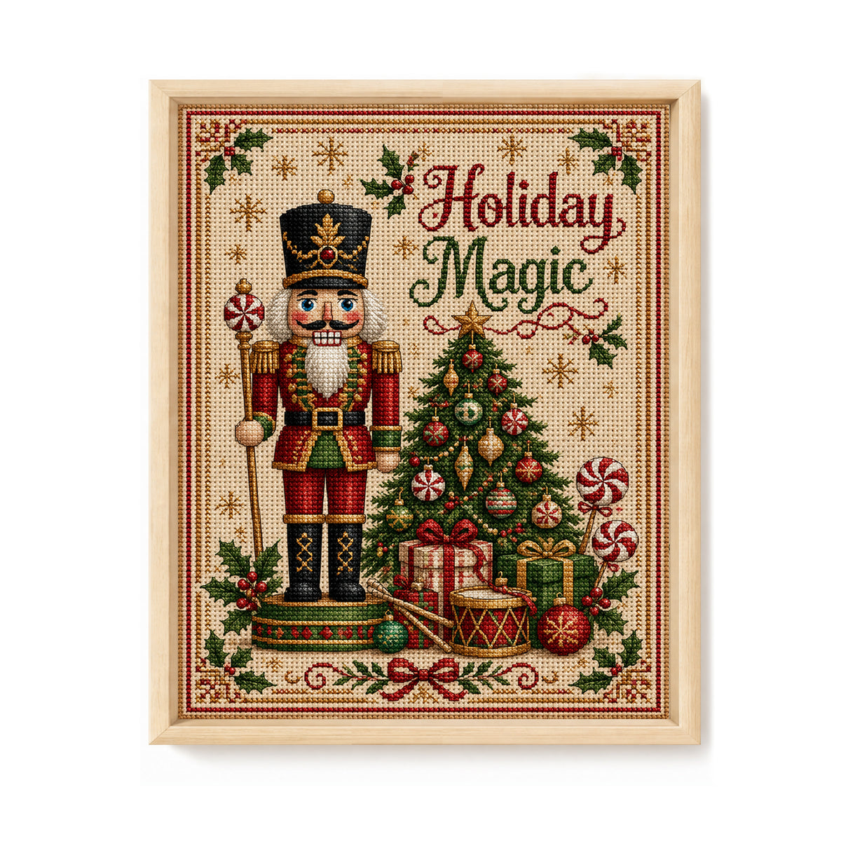 Nussknacker-Magie – Vollständiges 11CT gestempeltes Kreuzstich-Set 40x50CM – Huacan