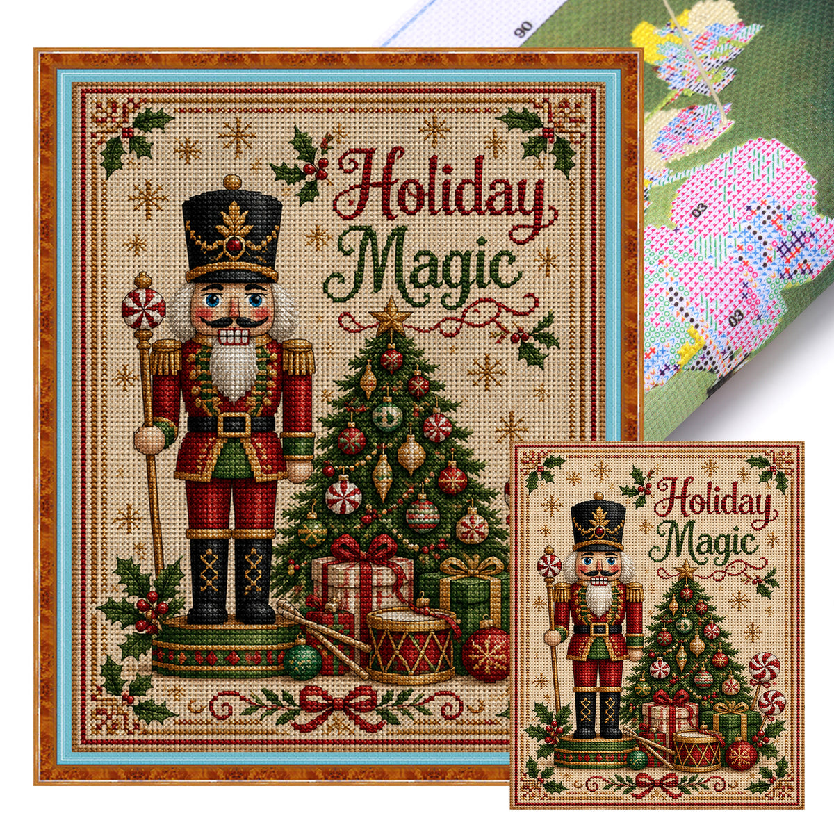 Nussknacker-Magie – Vollständiges 11CT gestempeltes Kreuzstich-Set 40x50CM – Huacan