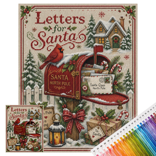 Weihnachtspost - Vollständiges 11CT Stempel-Kreuzstich-Set 40x50CM - Huacan