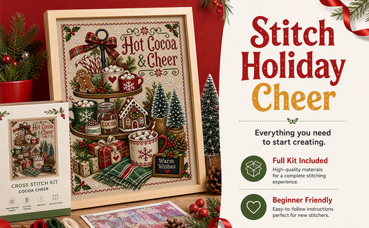 Cocoa Cheer - Vollständiges 11CT Stempel-Kreuzstich-Set 40x50CM - Huacan