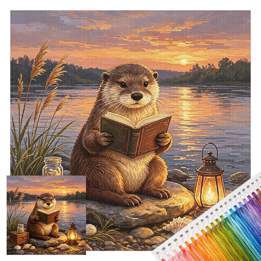 Reading - Full 11CT Stamped Cross Stitch 45x45CM - Huacan