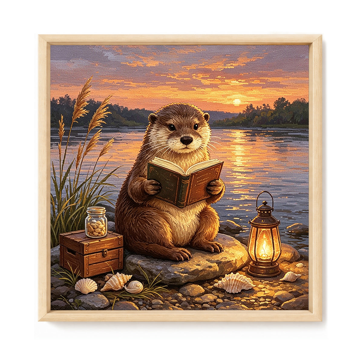 Reading - Full 11CT Stamped Cross Stitch 45x45CM - Huacan