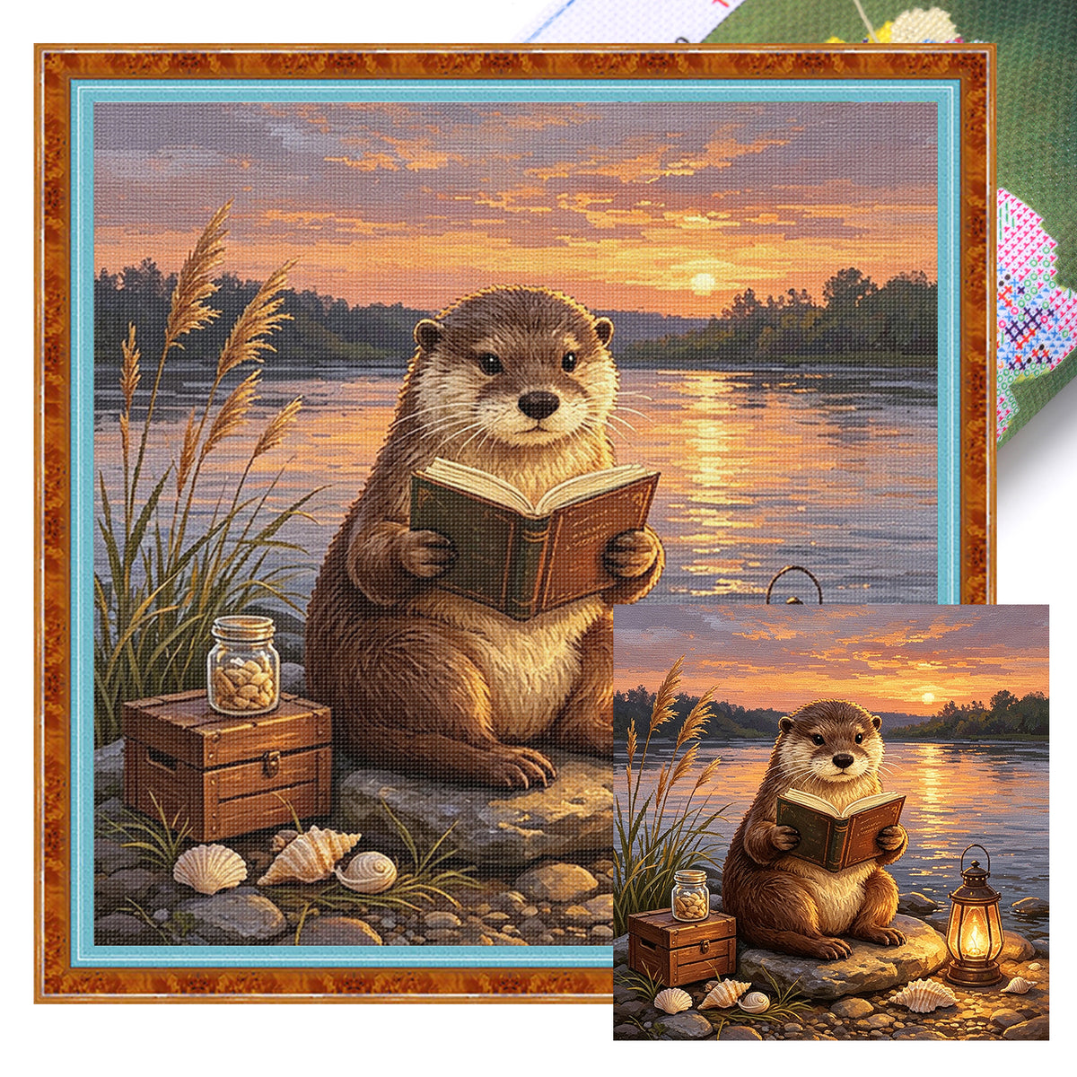 Reading - Full 11CT Stamped Cross Stitch 45x45CM - Huacan