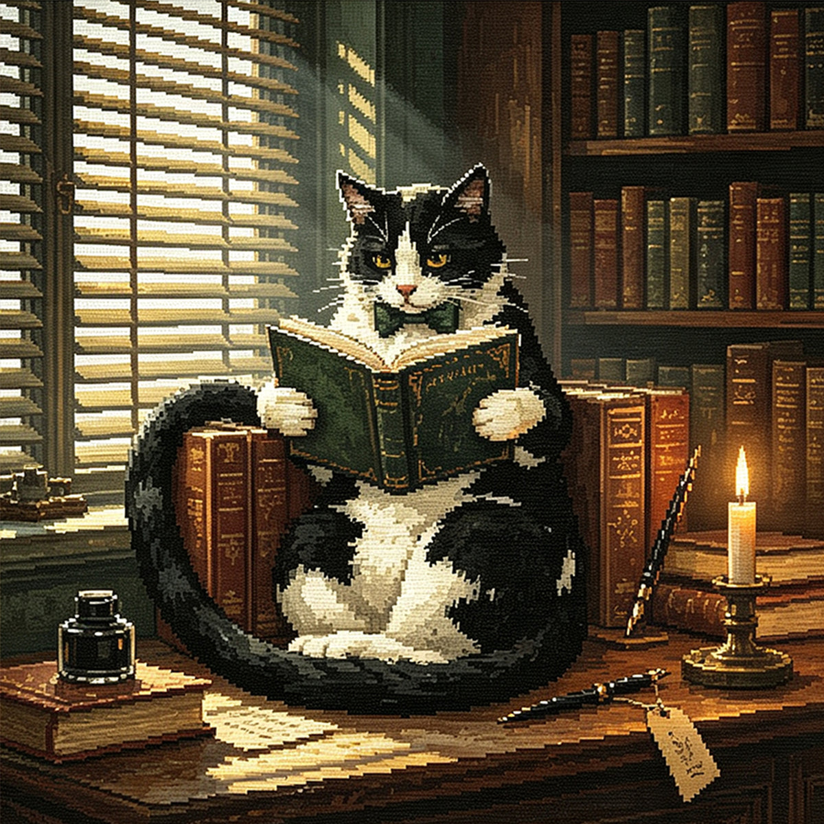 Cat Study - Full 11CT Stamped Cross Stitch 45x45CM - Huacan
