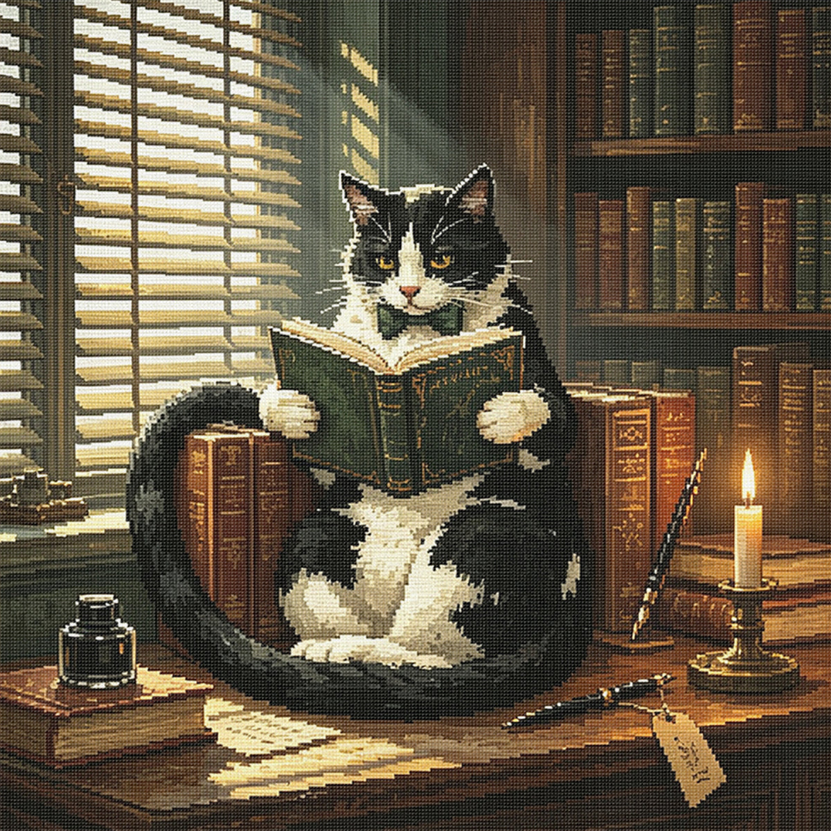 Cat Study - Full 11CT Stamped Cross Stitch 45x45CM - Huacan