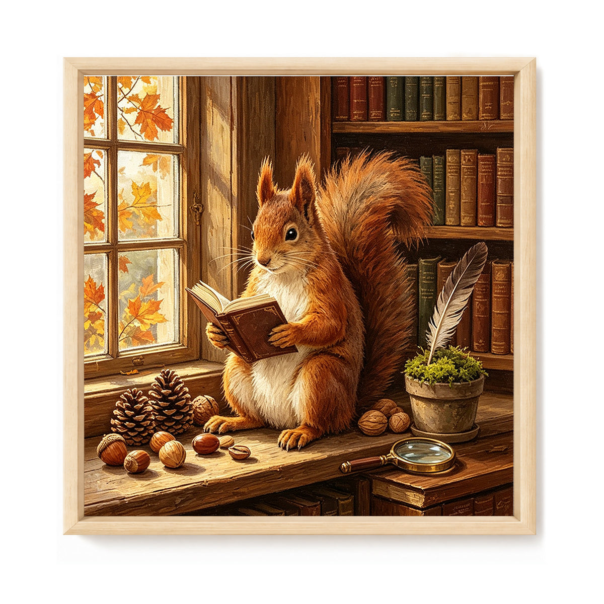 Squirrel Read - Full 11CT Stamped Cross Stitch 45x45CM - Huacan