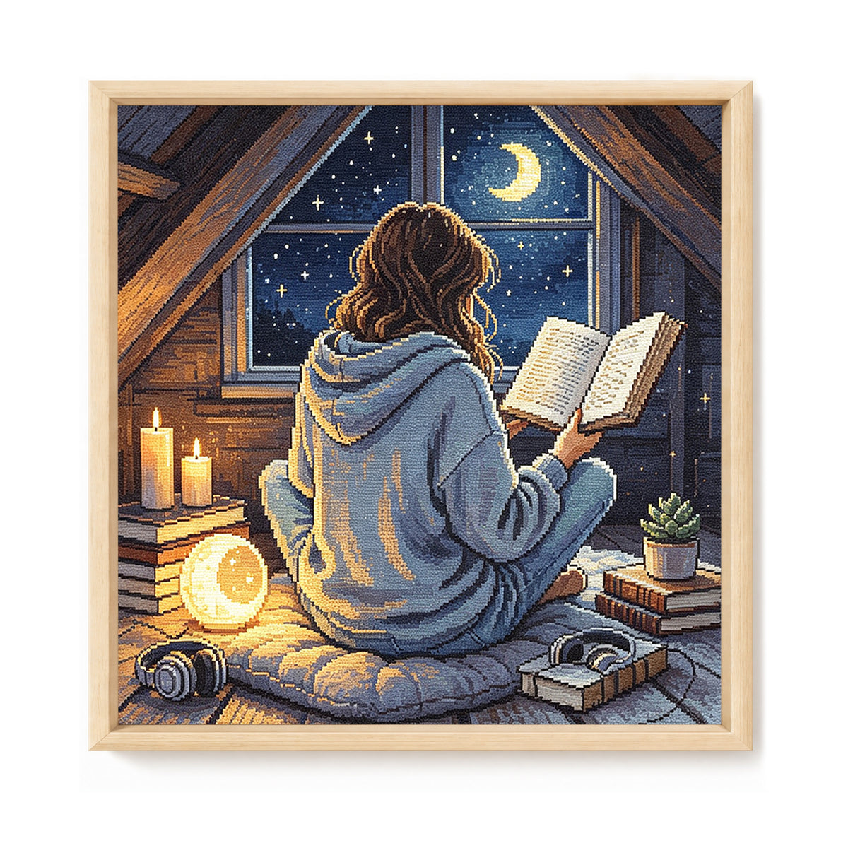 Mondstudie - Vollständiges 11CT Stempel-Kreuzstich-Set 45x45CM - Huacan