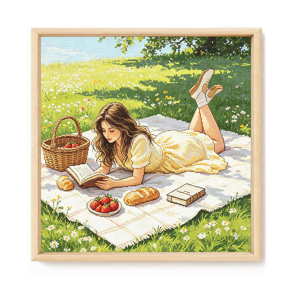 Wiesenlesung - Vollständiges 11CT Stempel-Kreuzstich-Set 45x45CM - Huacan