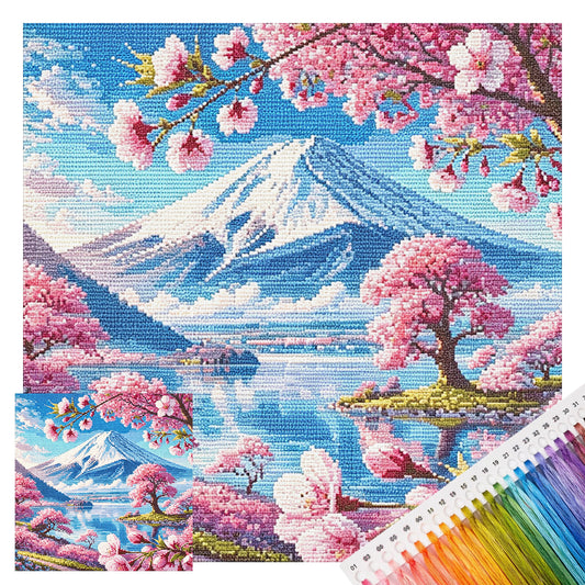 Cherry Summit - Vollständiges 11CT gestempeltes Kreuzstich-Set 45x45CM - Huacan
