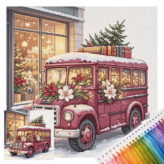 Weihnachtsfahrt - Vollständiges 14CT gestempeltes Kreuzstichbild 30x30CM - Huacan