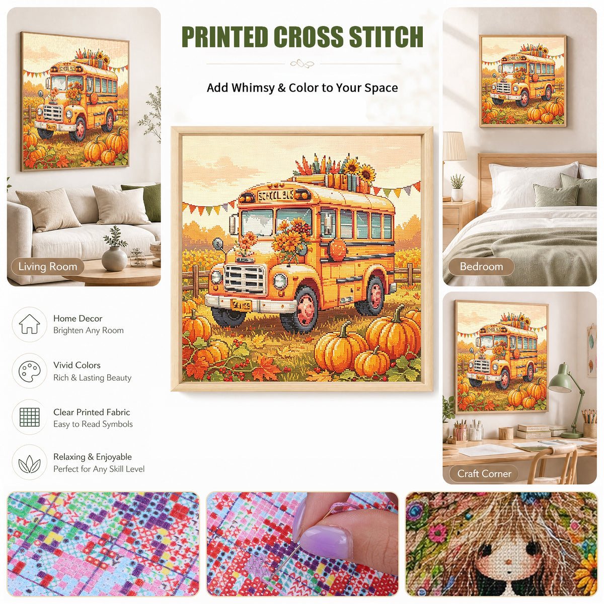 Autumn Shuttle - Full 14CT Stamped Cross Stitch 30x30CM - Huacan