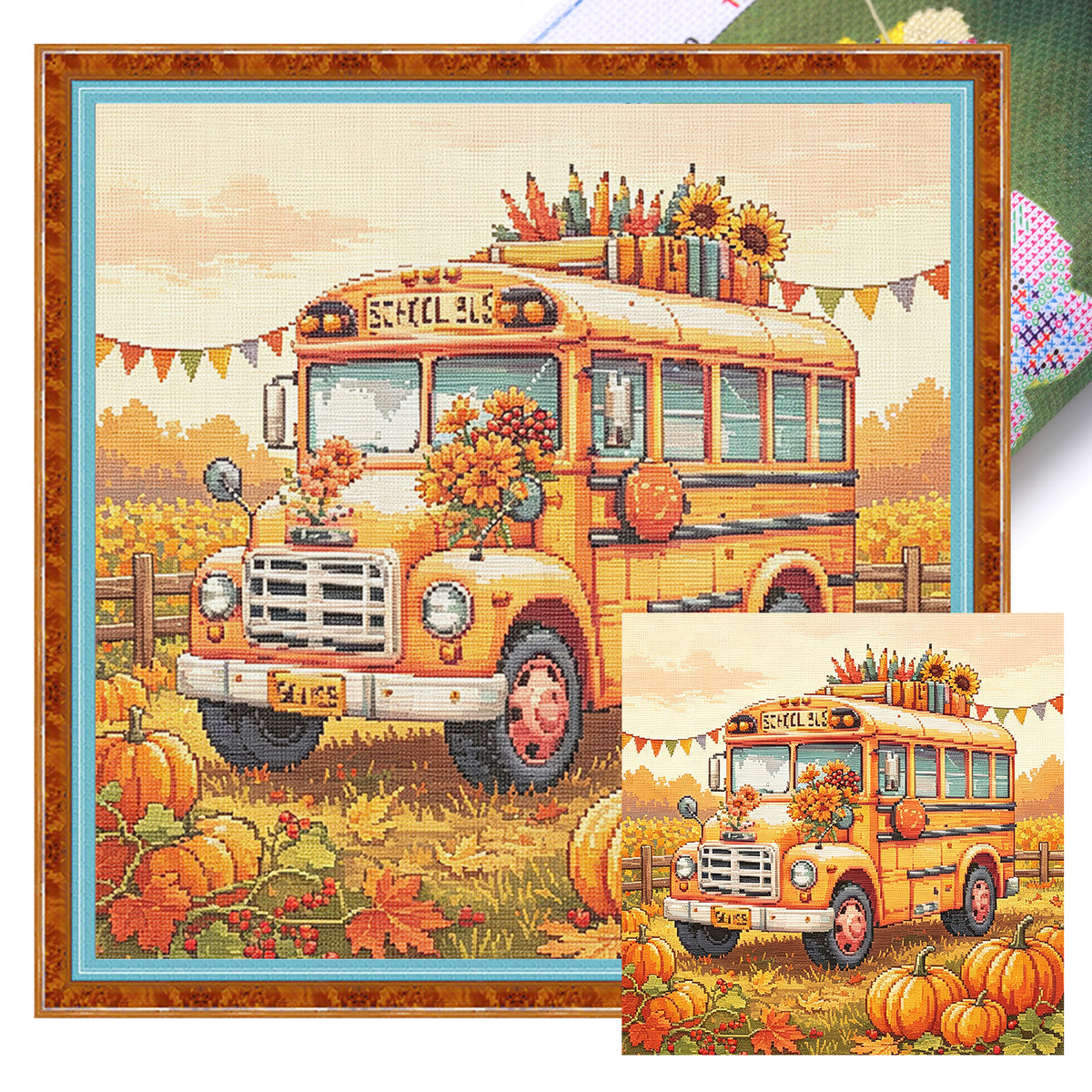 Autumn Shuttle - Full 14CT Stamped Cross Stitch 30x30CM - Huacan