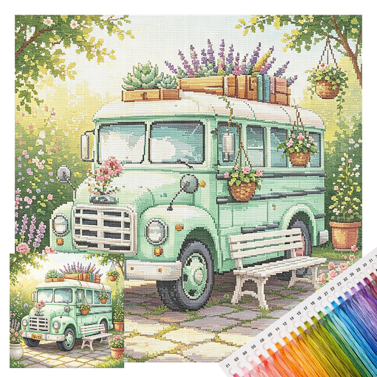 Bloom Van - Full 14CT Stamped Cross Stitch 30x30CM - Huacan