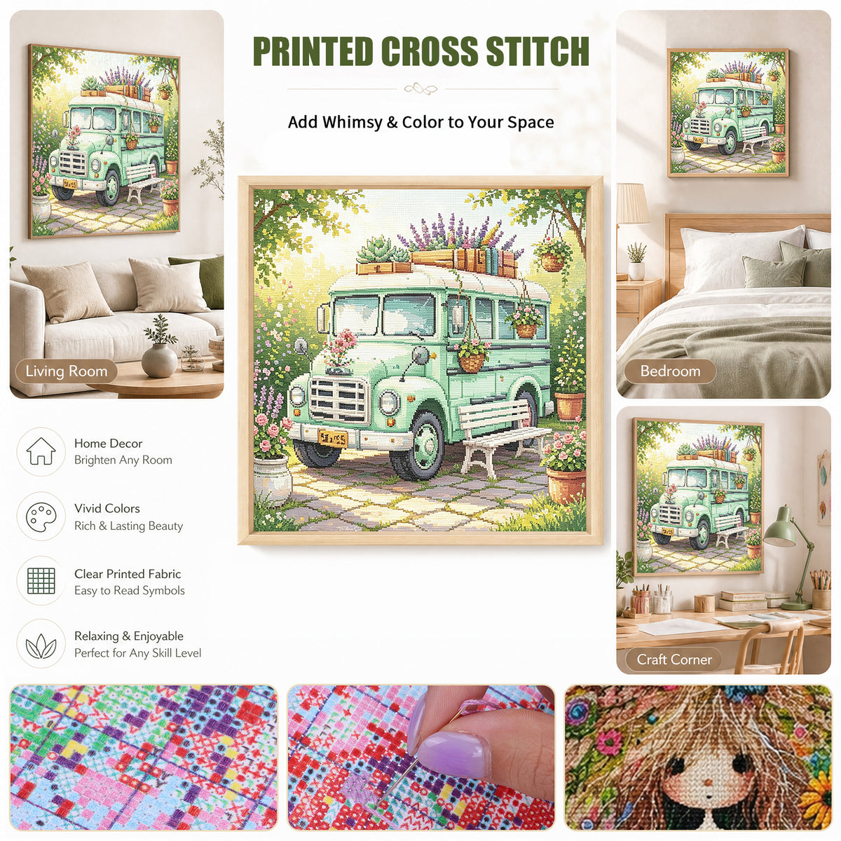 Bloom Van - Full 14CT Stamped Cross Stitch 30x30CM - Huacan