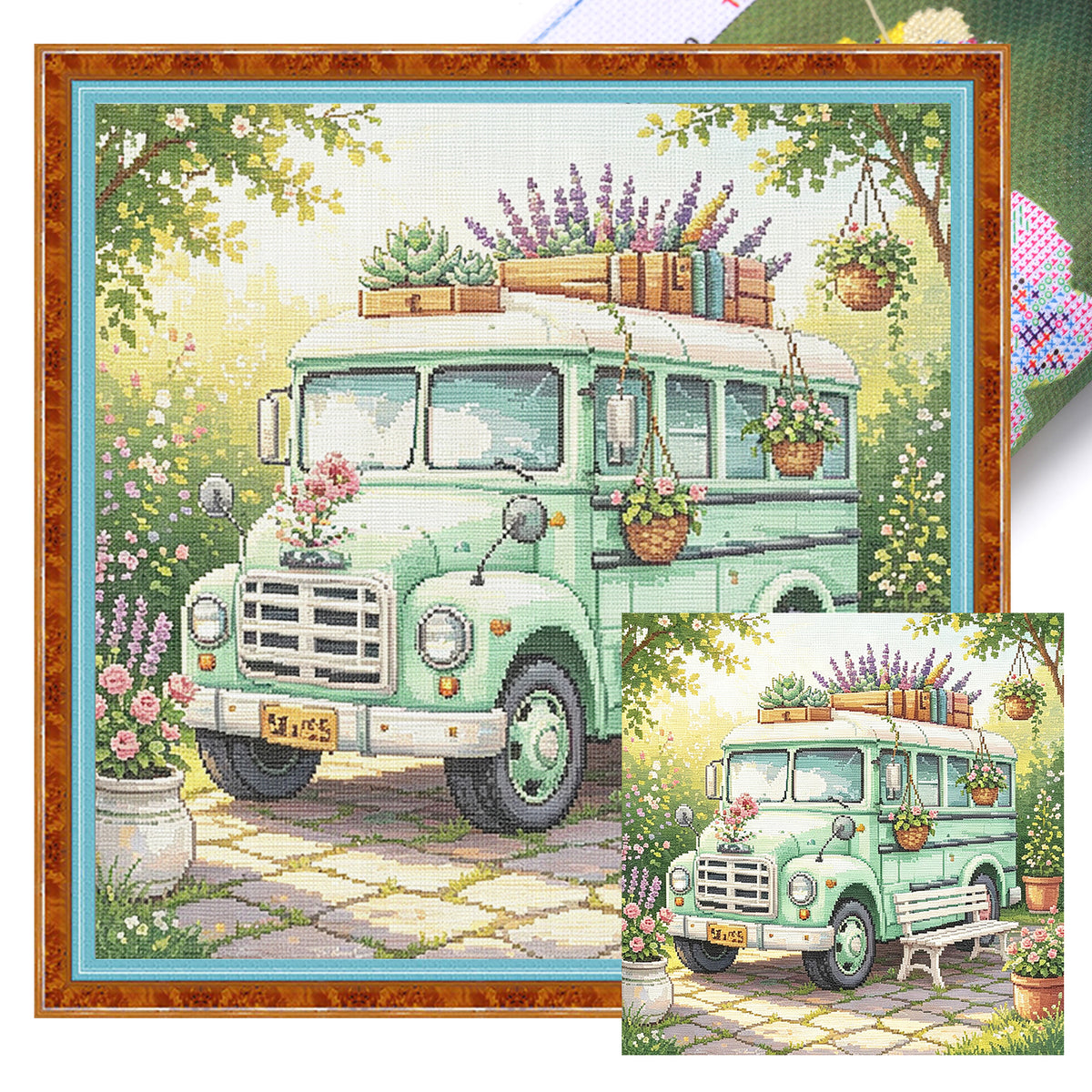 Bloom Van - Full 14CT Stamped Cross Stitch 30x30CM - Huacan