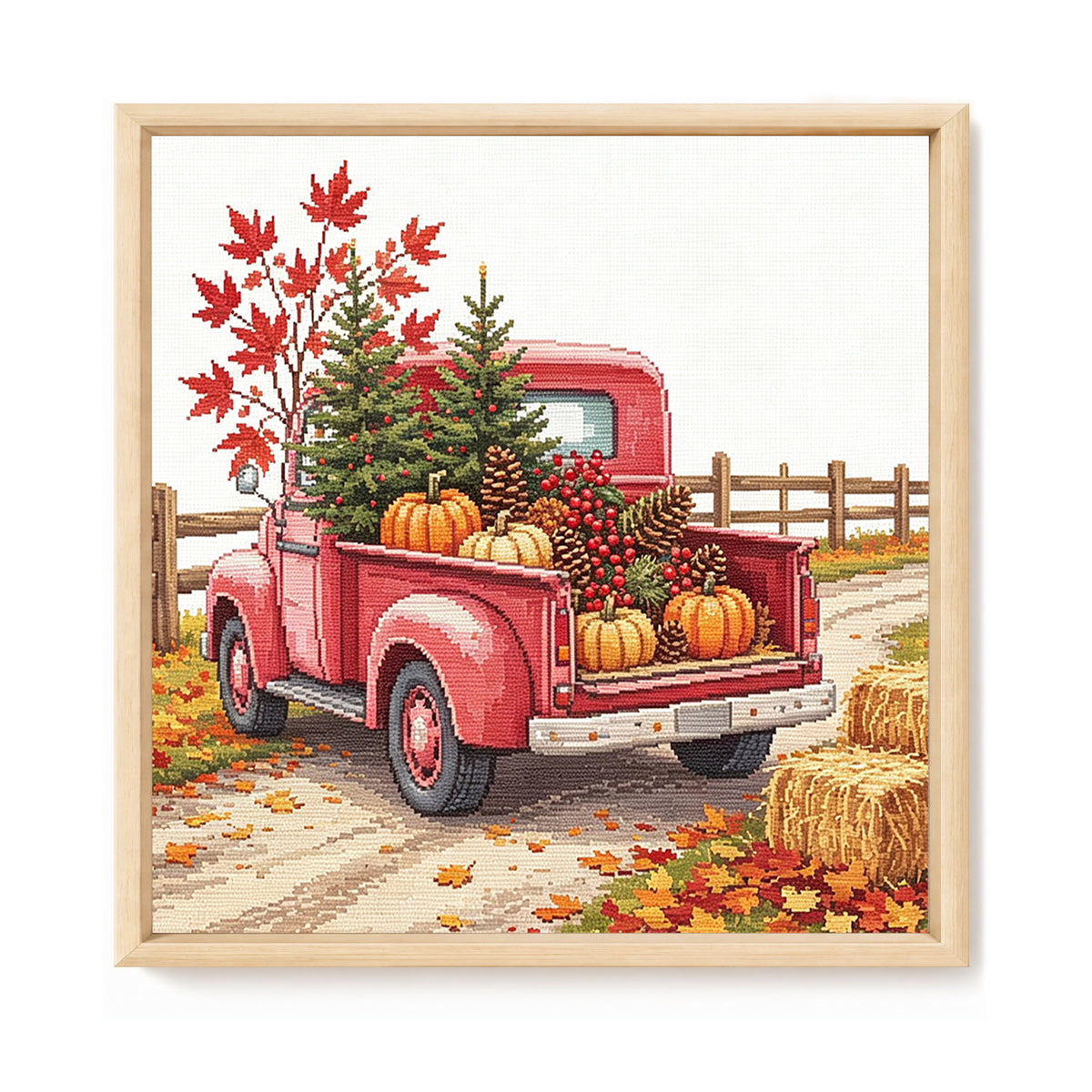 Fall Pickup - Full 14CT Stamped Cross Stitch 30x30CM - Huacan