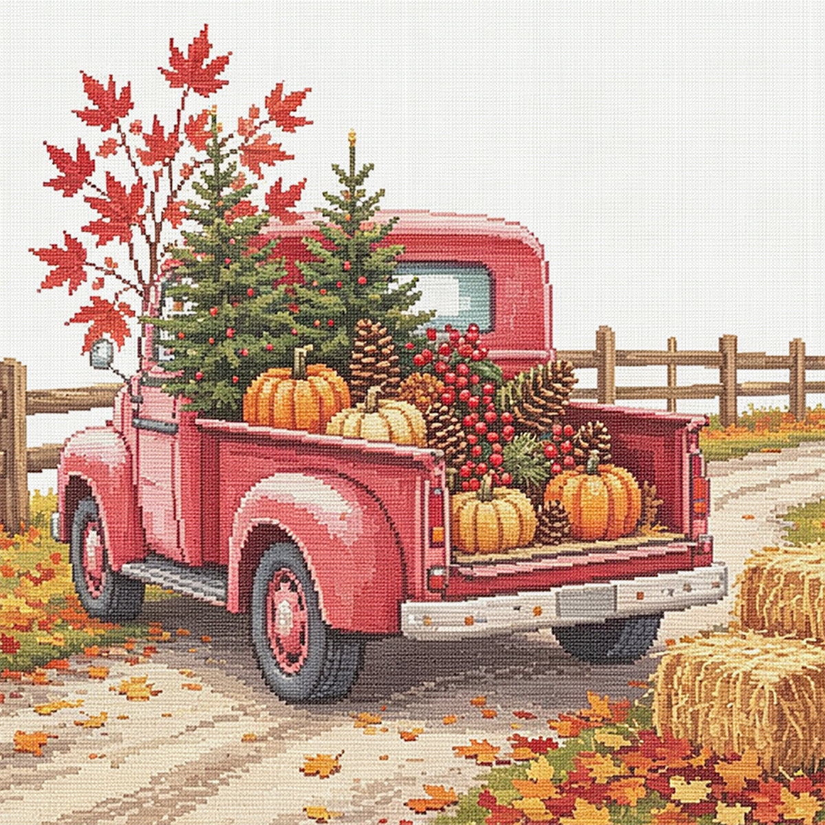 Fall Pickup - Full 14CT Stamped Cross Stitch 30x30CM - Huacan