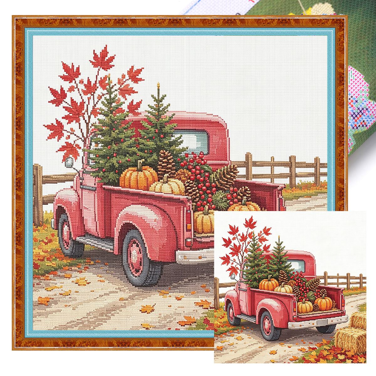 Fall Pickup - Full 14CT Stamped Cross Stitch 30x30CM - Huacan