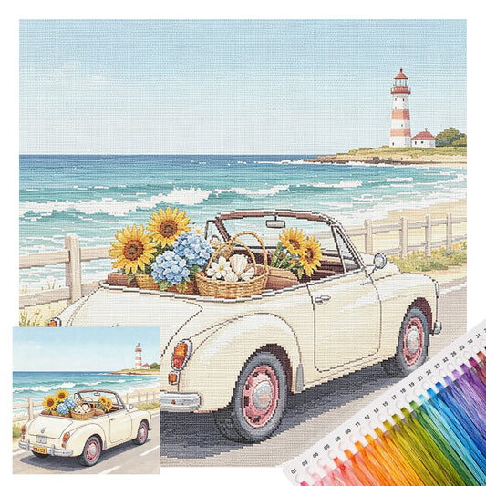 Coast Cruiser - Vollständiges 14CT gestempeltes Kreuzstich-Set 30x30CM - Huacan