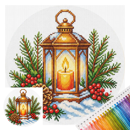 Festliche Laterne – Vollständiges 11CT Stempel-Kreuzstich-Set 26x26CM – Huacan