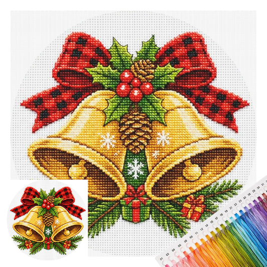 Goldene Glocken - Vollständiges 11CT Stempel-Kreuzstichset 26x26CM - Huacan